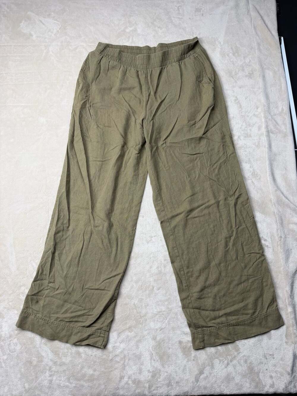 Old Navy High-Rise Wide Leg Pants Size L Tall Olive Green Comfort Waistband